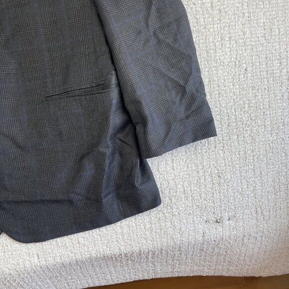 J.P. Tilford Samuelsohn x Harry Rosen Gray/Blue gingham Sport Blazer Jacket 46R - Picture 5 of 16